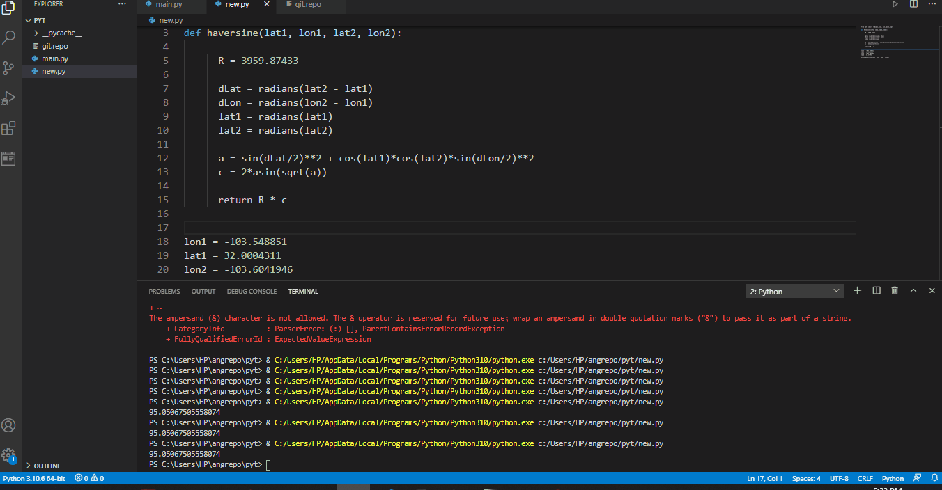 Distance Between Two Distributions Python